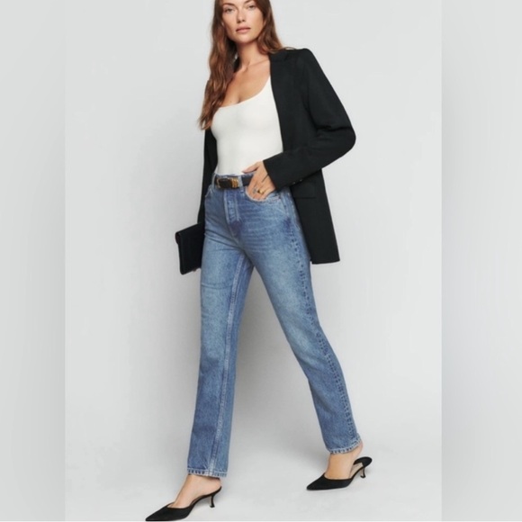 Reformation Cynthia High Rise Straight Jeans Colorado Wash Size 28 - Picture 1 of 8